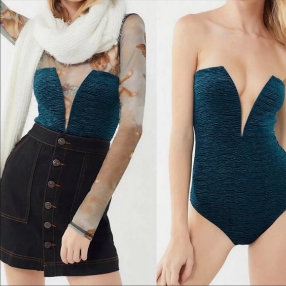 Urban Outfitters Tops - Urban Outfitters Teal Green Strapless Bodysuit